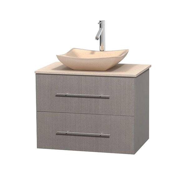 Wyndham Collection Centra 30 in. Vanity in Gray Oak with Marble Vanity Top in Ivory and Sink