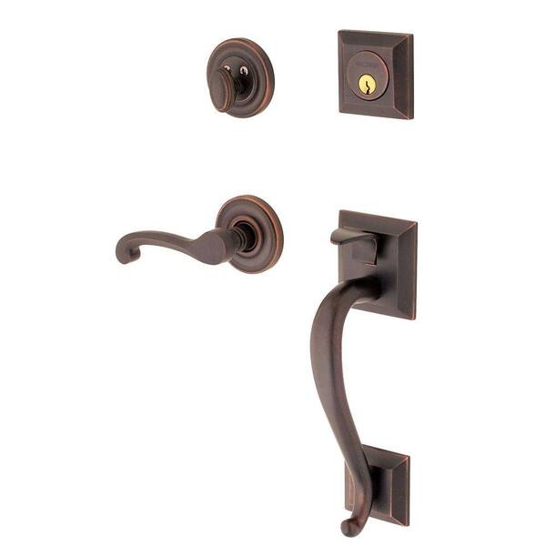 Baldwin Madison Single Cylinder Venetian Bronze Left-Handed Door Handleset with Wave Door Lever