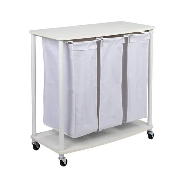 White 31.5 in. H x 31.5 in. W x 17.3 in. D Fabric 3 Bag Laundry Sorter