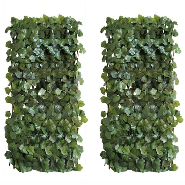 Unbranded 50.05''Hx32.05''W Closing Size Expandable Decorative Plastic Ivy Fence Privacy Screen for Balcony Patio Outdoor (2-Pack)