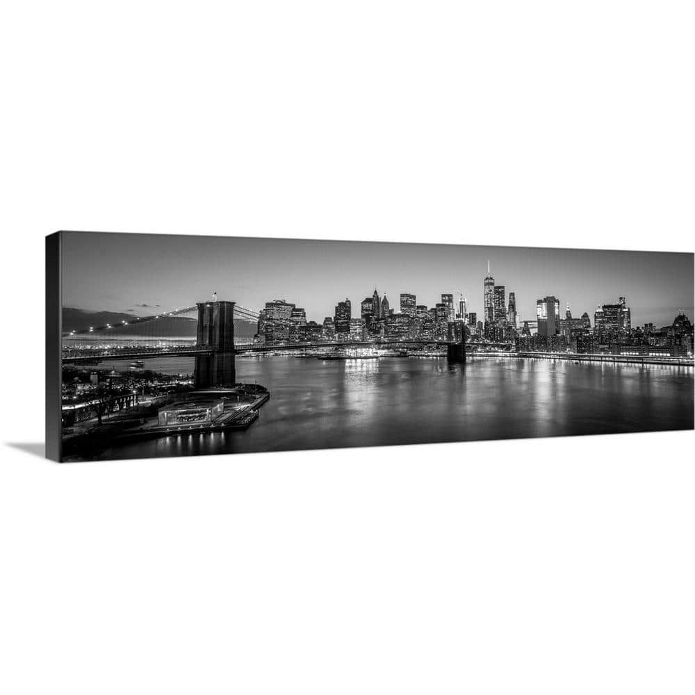 Contemporary Gold Leaf and Black Acrylic Abstract New York Skyline Painting  on Canvas