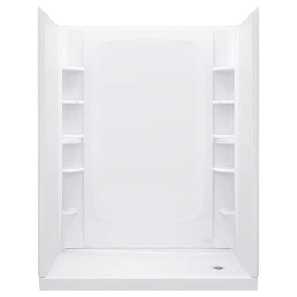 STORE+ 30 in. x 60 in. Single Threshold Right-Hand Shower Base with Shower Walls and 10-Piece Accessory Kit in White