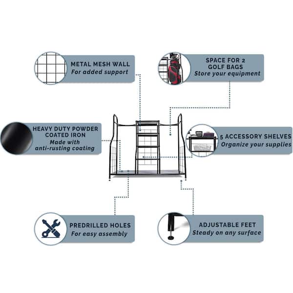 Extra-Large Golf Organizer Garage Organizer for Golf Gadgets, Golf Bag and Golf Accessories