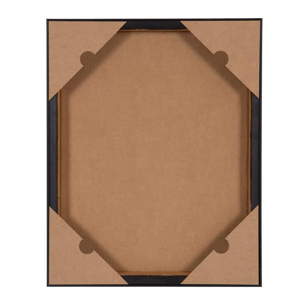 Muted Tan and Blue Colorblock Botanical Leaf Framed Canvas Wall Art, 23x33