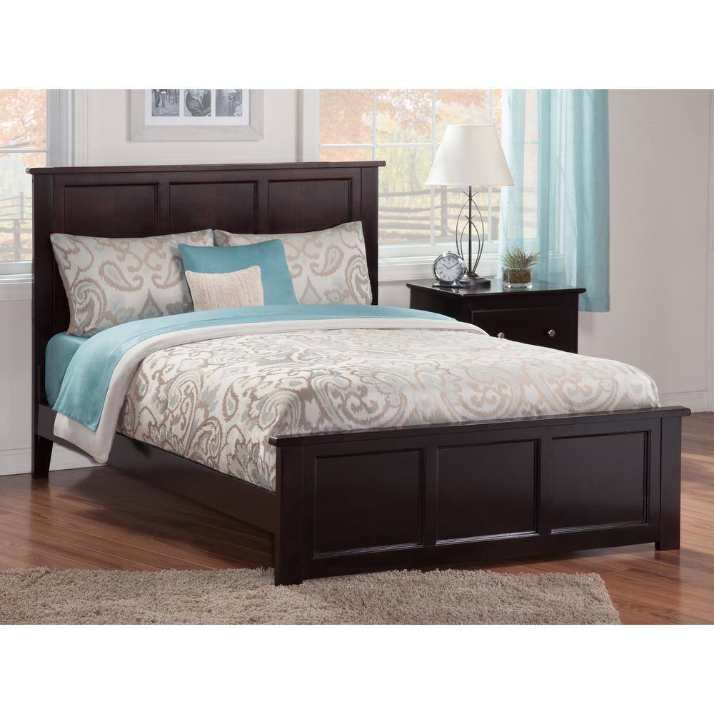 Madison Espresso King Solid Wood Platform Bed with Headboard