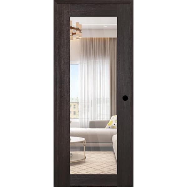 Vona 207 DIY-Friendly 30 in. x 96 in. Left-Handed Clear Glass Veralinga Oak Composite Single Prehung Interior Door
