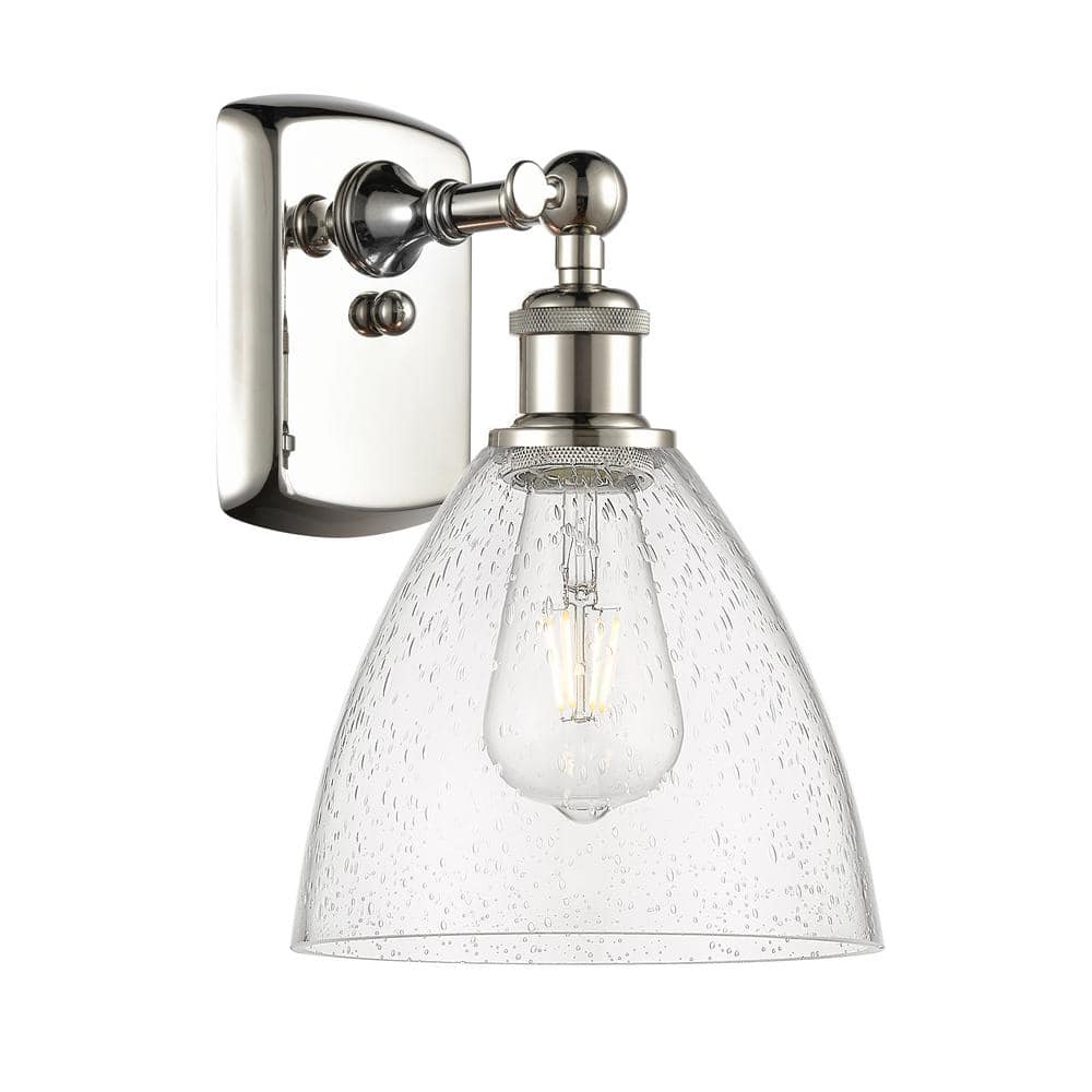 Bristol Glass 1-Light Polished Nickel, Seedy Wall Sconce with Clear Glass Shade price history on PriceWatchPro