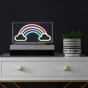 Rainbow 5.9 in. Multi-Colored Contemporary Glam Acrylic Box USB Operated LED Neon Lamp