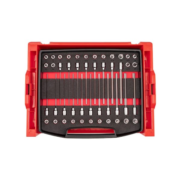 3/8 Inch Drive Standard and Long Bit Socket Set with Open Top Drawer and Rack (46-Piece)