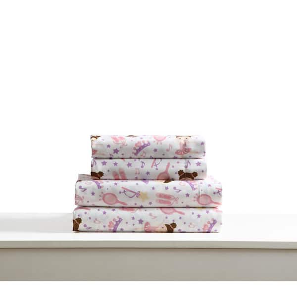 Kute Kids 4-Piece Pink Geometric Full Sheet Set