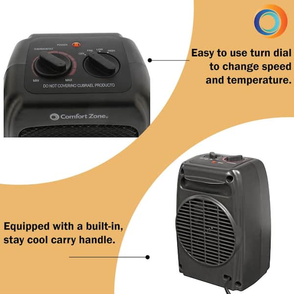 Comfort Zone 5120 BTU Ceramic Electric Furnace with Thermostat and