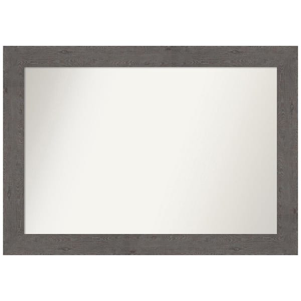 Amanti Art Rustic Plank Grey 41.5 in. W x 29.5 in. H Non-Beveled Bathroom Wall Mirror in Gray