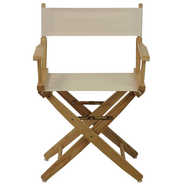 18 in. Extra-Wide Natural Wood Frame/Natural Canvas Seat Folding Directors Chair