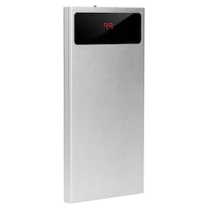 20000 mAh Ultra Thin Silver Power Bank with Dual USB Ports Flashlight and Battery Remain Display