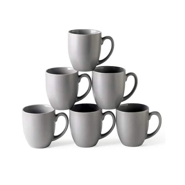Coffee Mugs Set Of 6 Modern Porcelain Ceramic Cups Cappuccino Black Large  20 Oz