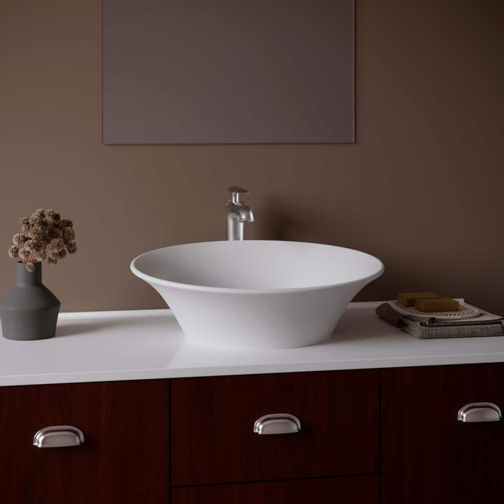 Elegant Matte White Acrylic Oval Above-Counter Vessel Sink
