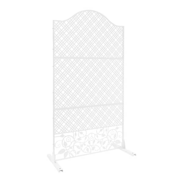 White 6 ft. x 3 ft. Metal Steel Privacy Fence Screen Garden Freestanding Decorative Privacy Screen
