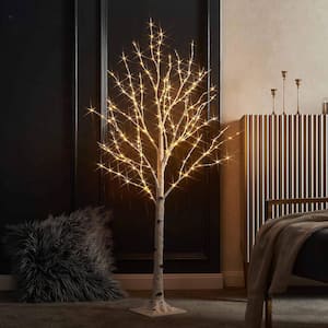4 ft. Artificial Other in Stand, Birch Tree with 200 LED Lights
