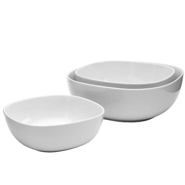 lightweight fade call out Multi-sized Square Nesting White Porcelain Serving Bowls - Set of 3  TTU-Q1237-EC - The Home Depot