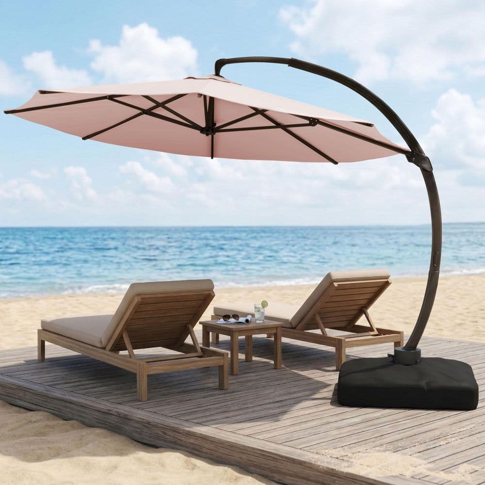 11 ft. Cantilever Patio Umbrella with Base, Aluminum Offset 360° Rotation Outdoor Umbrella, Pink price history on PriceWatchPro