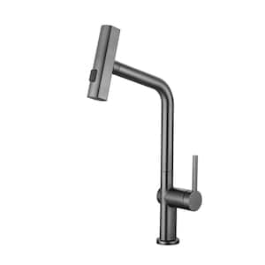 Single Handle Pull Down Sprayer Kitchen Faucet with Advanced Spray in Matte Gray