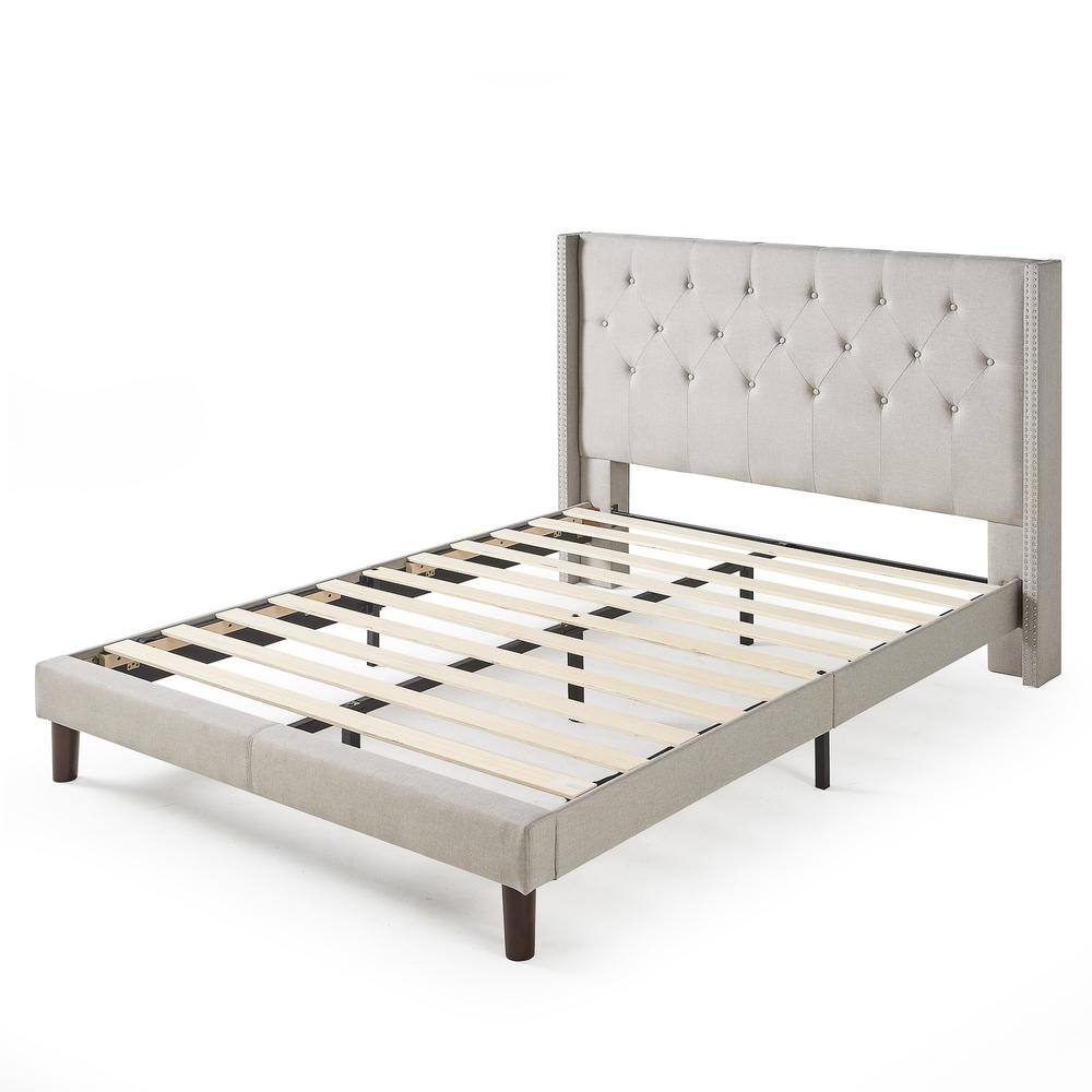 Zinus Light Grey Full Upholstered Platform Bed FrameFHDWF