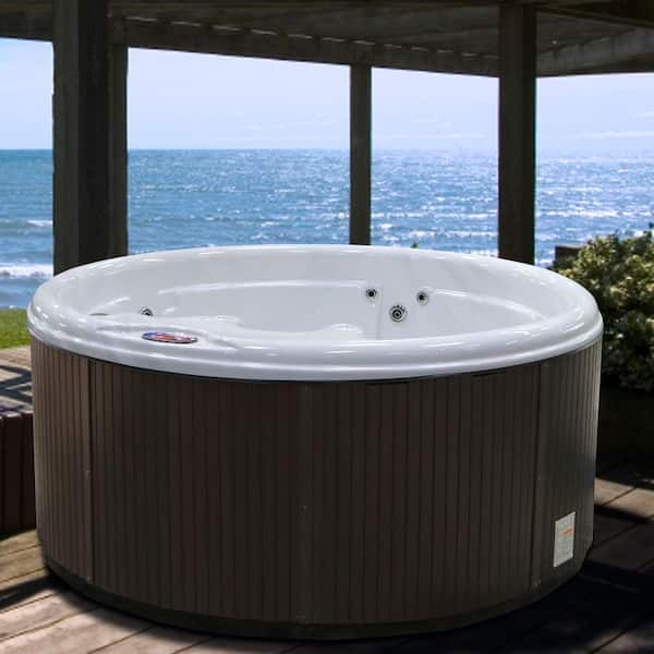 American Spas 5-Person 11-Jet Premium Acrylic Round Sterling Silver Spa Hot Tub with Multi Color Spa Light