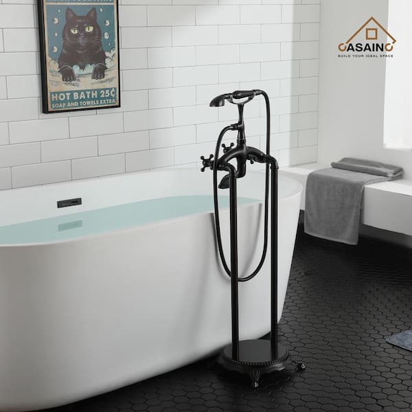 3-Handle Luxury Claw Foot Freestanding Tub Faucet in Oil Rubbed Bronze