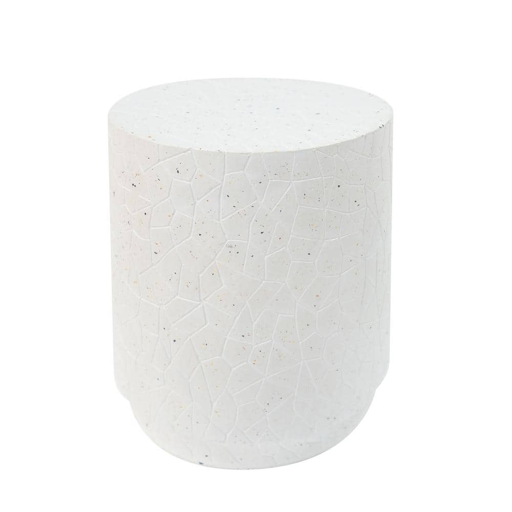 White Terrazzo Concrete Cylindrical Outdoor Side Table