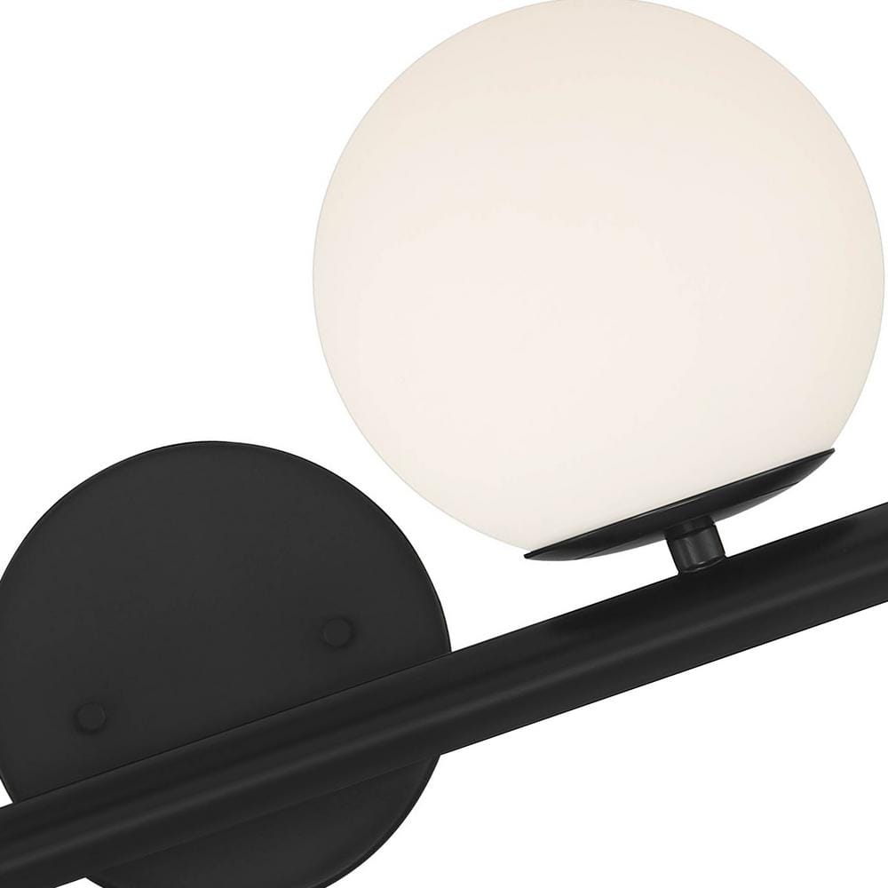Matte Black Globe Shade 2-Light Vanity Fixture