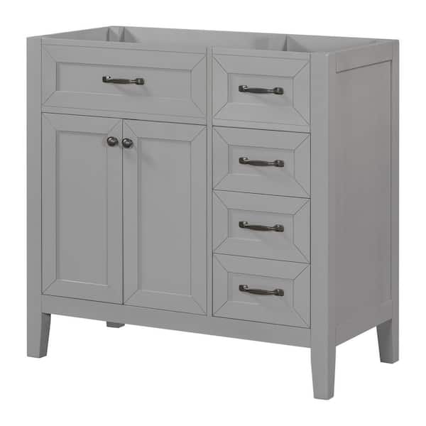 Hazel 35.50 in. W x 17.70 in. D Bath Vanity Cabinet without Top in Grey, Including Drawers and Doors