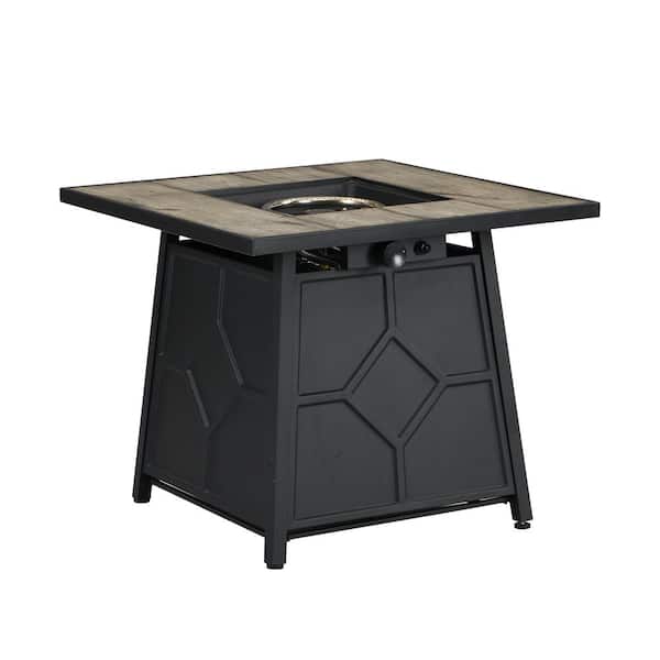 30 in. 40000 BTU Gray Square Outdoor Gas Fire Pit