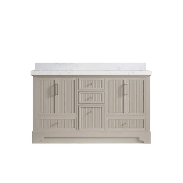 Willow Collections Alys 60 in. W x 22 in. D x 36 in. H Double Sink Bath Vanity in Fine Grain with 2 in. Empira Qt. Top