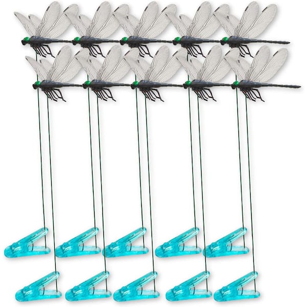 10-Pack 3D Realistic Black Dragonfly Clips-Multi-Use Hat Clips and Garden Stakes for Indoor/Outdoor Decor