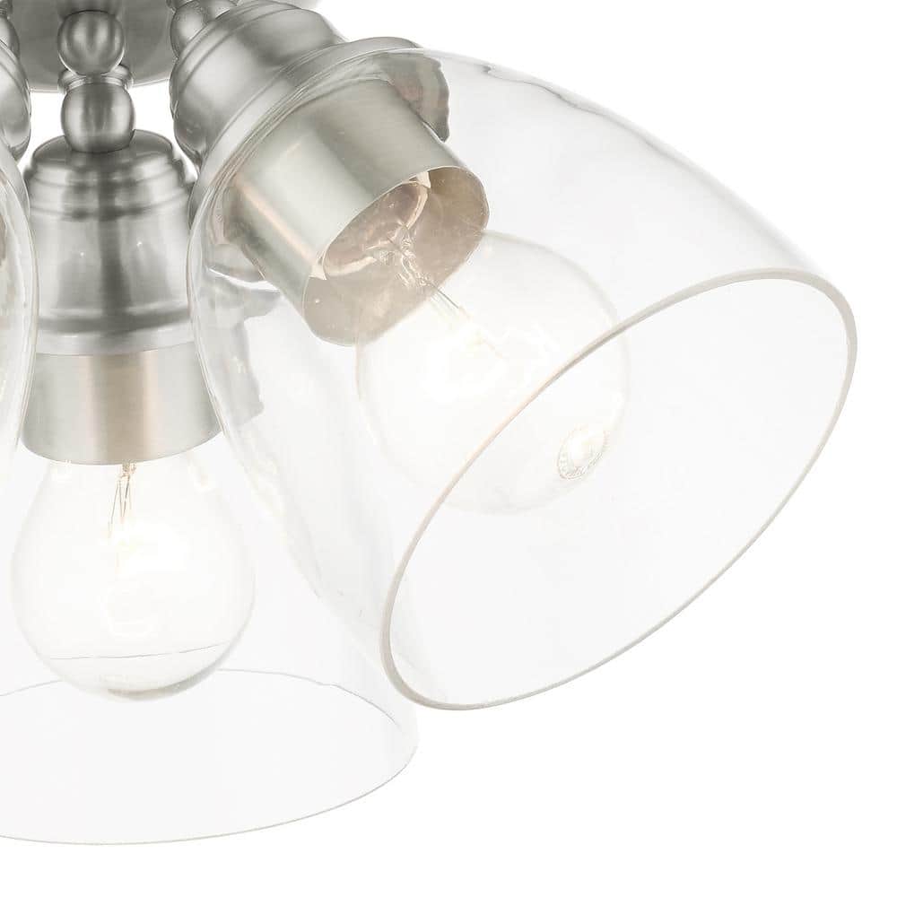 Montgomery Brushed Nickel 3-Light Flush Mount with Clear Glass