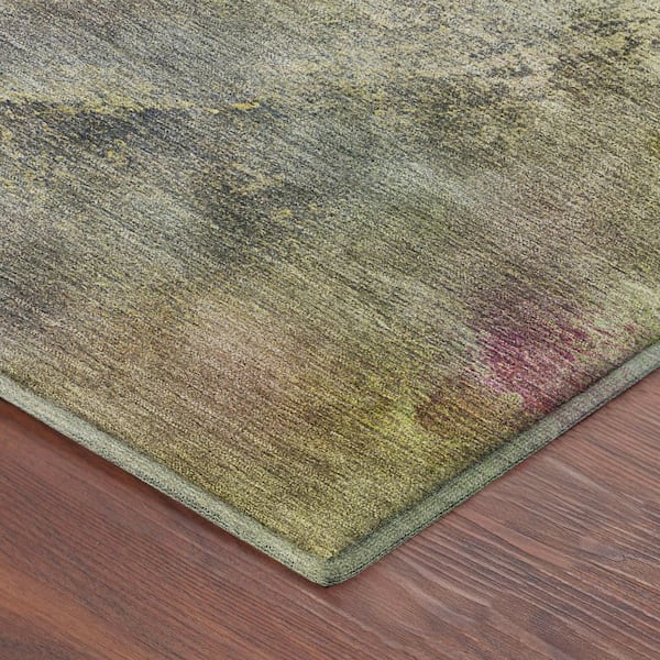 Mayfield Premium Machine Washable Abstract AMF2307 Green 3 ft. x 5 ft. Area Rug