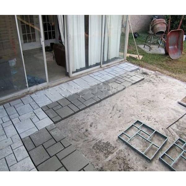 Set of 3 concrete garden mould paving interlocking floor tile driveway pathmaker 