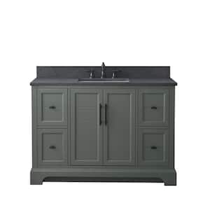 Chambery 48 in. W x 22 in. D x 34.5 in. H Single Sink Freestanding Bath Vanity in Vintage Green with Stone Top in Black