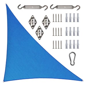 10 ft. x 10 ft. x 14.1 ft. 190 GSM Blue Right Triangle Sun Shade Sail with Triangle Kit