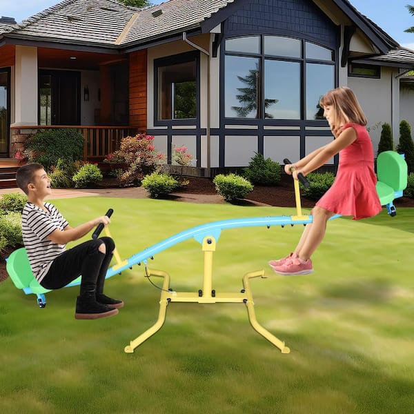 seeaリバーシブル 360° Steel Rotating Seesaw for Kids-Double Person Outdoor