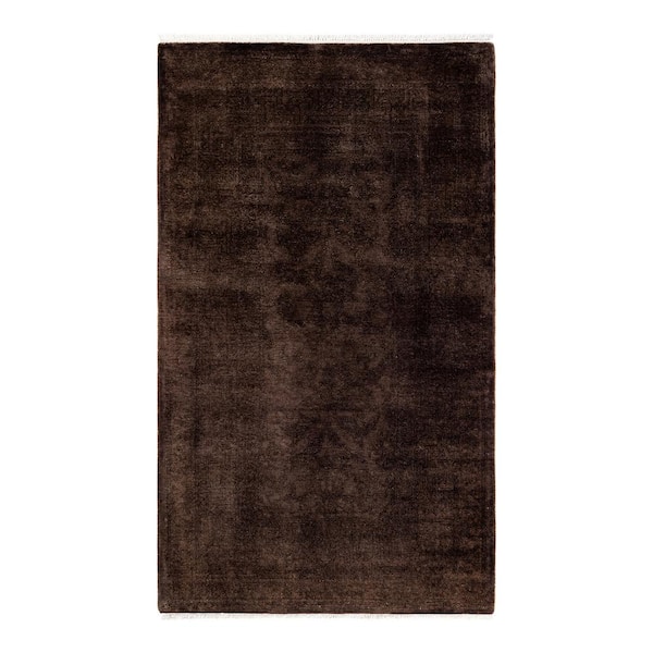 Solo Rugs Fine Vibrance Brown 3 ft. x 5 ft. Solid Wool Indoor Area Rug