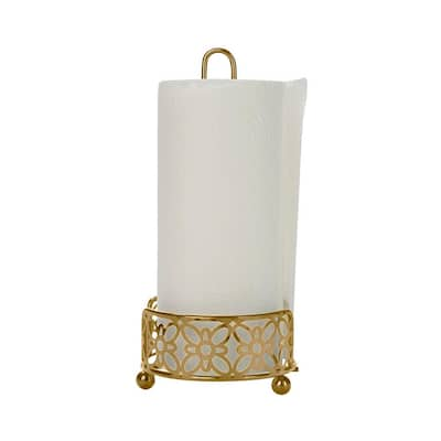 black and gold paper towel holder