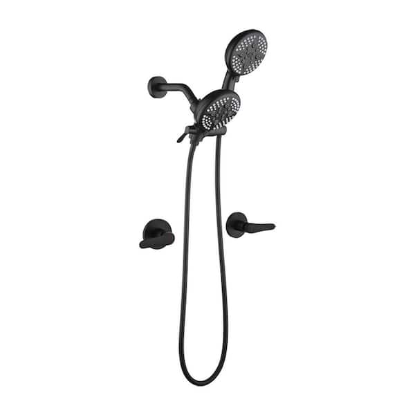Rain 2-Handle 5-Spray Shower Faucet 1.8 GPM with Pressure Balance in Black (Valve Included)