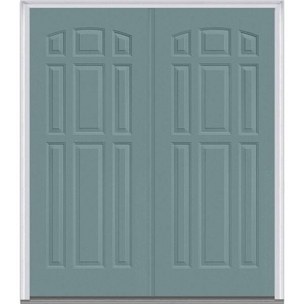 MMI Door 72 in. x 80 in. Classic Left-Hand Inswing 9-Panel Painted Fiberglass Smooth Prehung Front Door with Brickmould