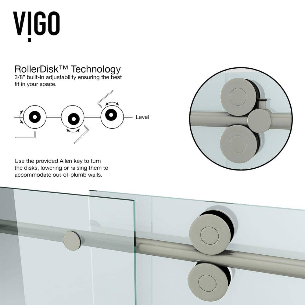 Winslow 46" Black Frameless Sliding Shower Enclosure with Clear Glass