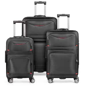 JingPin Collection Softside Luggage Set in Black, 3 Piece