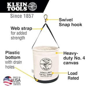 Canvas Bucket, All-Purpose with Swivel Snap and Drain Holes, 12-Inch