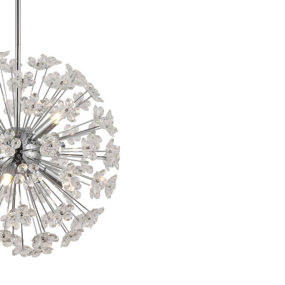Sputnik Flower Chrome Pendant Light with Crystal Accents