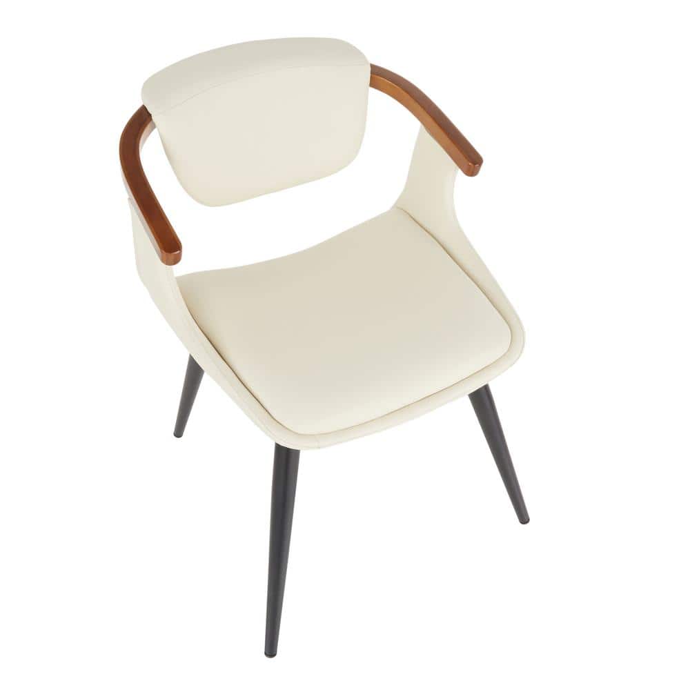 Elevate Cream Faux Leather Side Chair with Bamboo Frame