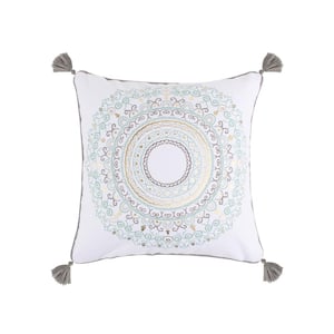 Shutters Multicolored Printed Medallion with Tassels 20 in. x 20 in. Throw Pillow